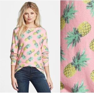 Wildfox Pineapple Palace Crew Neck Sweatshirt in Pink Size Small